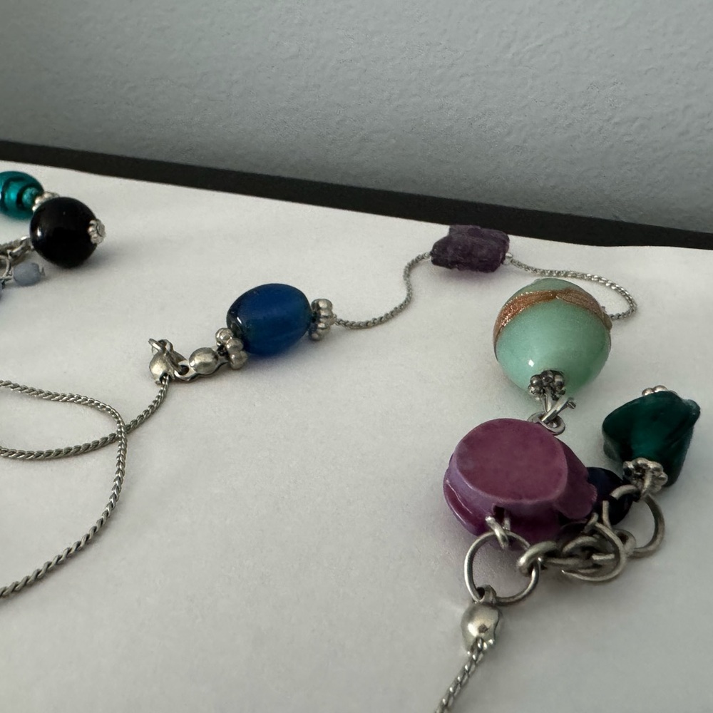 22" Lane Bryant glass bead silver tone necklace - Picture 8 of 11